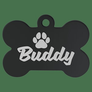 Black Anodized Aluminum Bone Pet Tag
