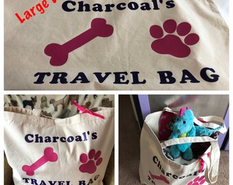 Pet overnight bag, Dog travel bag, cat travel bag, Personalized dog gift, cat gift, pet gift, new puppy gift, Vacation tote bag, Holiday dog