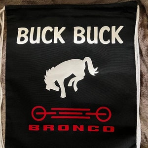 Buck Buck Bronco bag, Bucking Tote, Bronco Bucks, Bucking Broncos, Horse, Drawstring bag, gift for Bronco lover, Free shipping, Personalized