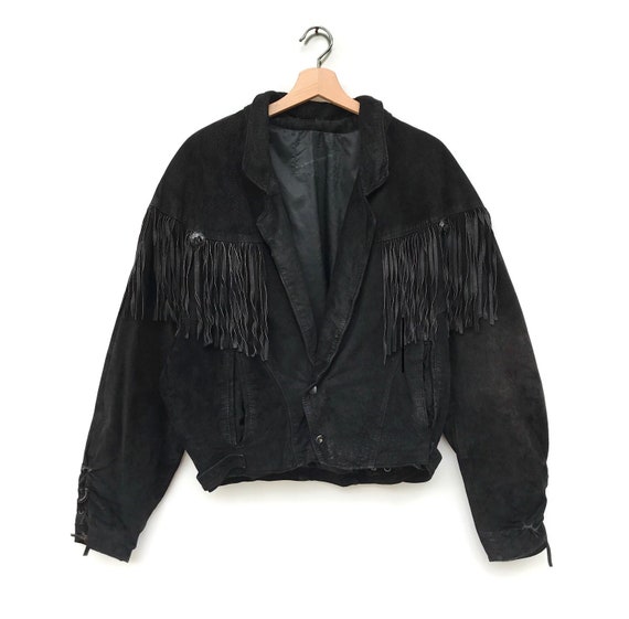 Vintage western fringed genuine leather jacket
