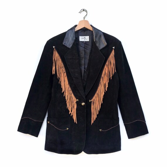 Vintage western genuine leather fringed jacket siz
