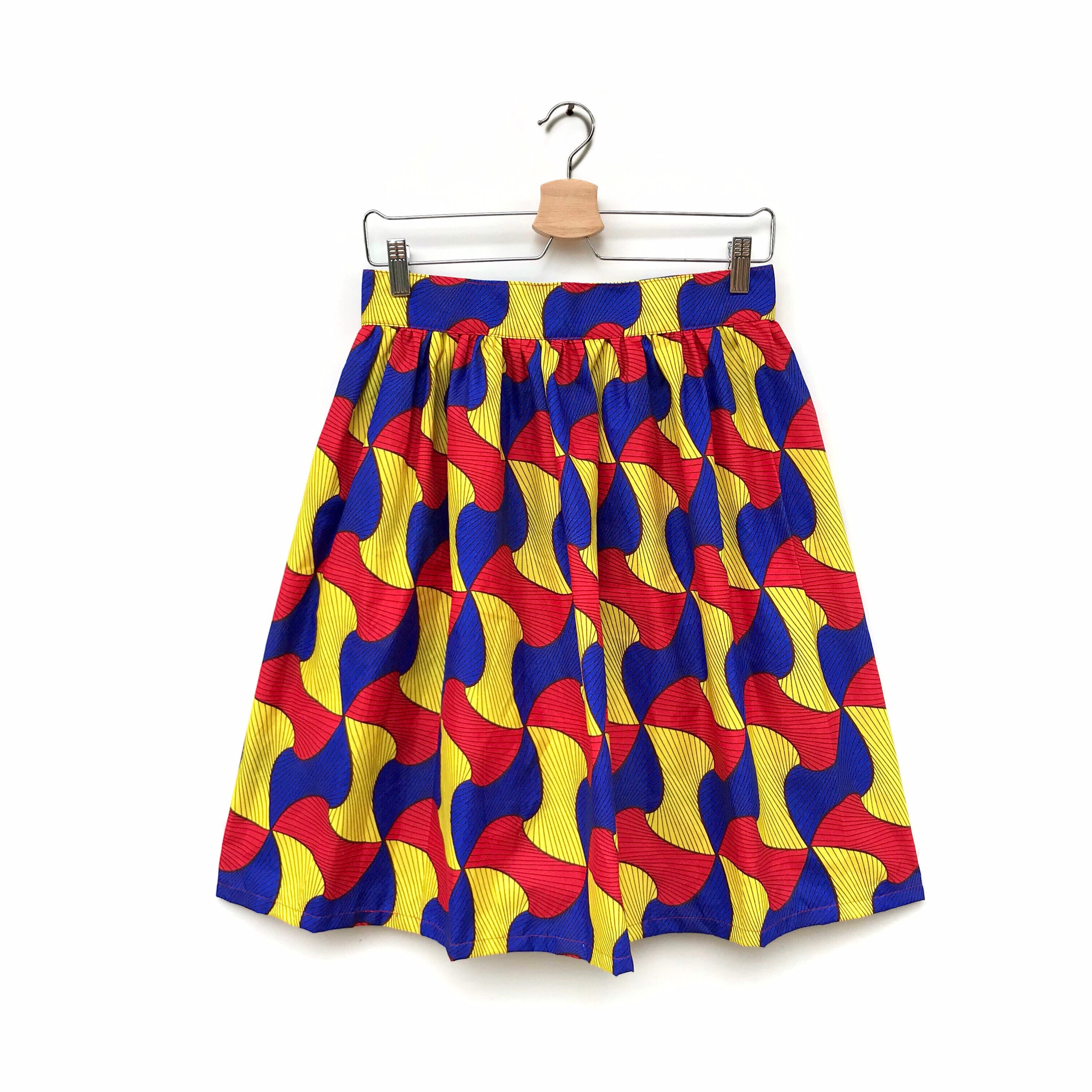 High Waisted Skirt Handmade With African Wax Fabric Etsy