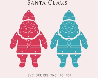 Santa Claus earrings SVG, Christmas glowforge pattern, Christmas tree toy template, Santa jewelry laser svg, Glowforge Santa Claus keychain