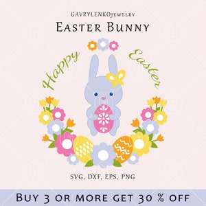 Fichier SVG lapin de Pâques, fichier numérique de printemps, clipart Bunny svg, fichier d’impression de joyeuses Pâques, carte de vœux Bunny, affiche de décor imprimable printanière