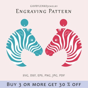 Zebra earrings SVG, Engraving safari earrings template, Animal jewelry pattern, Glowforge jewelry lazer svg, Wood acrylic zebra templates