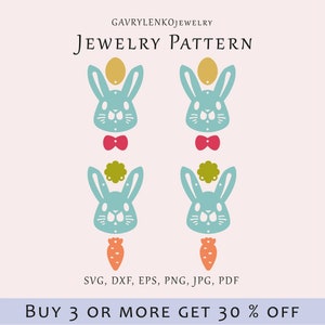 Boucles d’oreilles lapin de Pâques SVG, Lapin avec modèle de carotte, Modèle de pendentifs de Pâques svg, Bijoux mignons découpés au laser, Modèle de bijoux en bois acrylique,