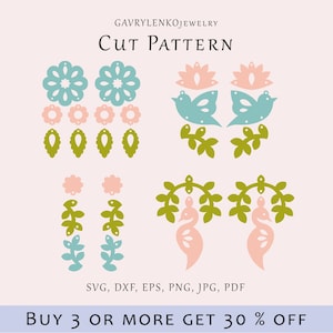 Pendientes de jardín de primavera, pendientes de pájaro svg, patrón botánico svg, archivo lazer de joyería de pájaro, plantilla de pendientes de flores, corte de madera acrílica svg