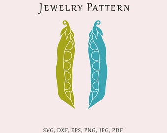 Green peas earrings SVG, Bean jewelry laser template, Vegetable glowforge earrings, Wood acrylic jewelry pattern, Plant peas laser cut svg
