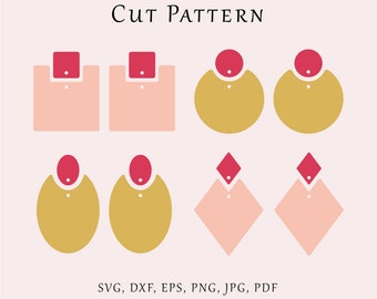 Pendientes geométricos archivo SVG, plantilla digital de círculo cuadrado, pendientes ovalados patrón de corte, rombo cuelga lazer svg, archivo de acrílico de madera cricut