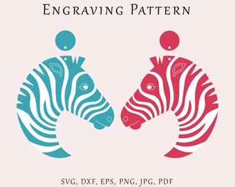 Zebra earrings SVG, Engraving safari earrings template, Animal jewelry pattern, Glowforge jewelry lazer svg, Wood acrylic zebra templates