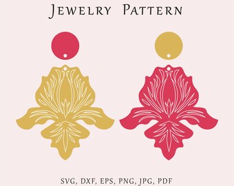 Iris Blume Ohrringe SVG, Blume Ohrringe Vorlage, Blumen Schmuck Muster, Glowforge Iris Laser geschnitten, Holz Acryl Laser Schmuck, Pflanzen svg