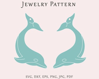 Dolphin earrings SVG, Sea animal pendant template, Mammal jewelry pattern, Glowforge sea jewelry lazer svg, Wood acrylic dolphin templates