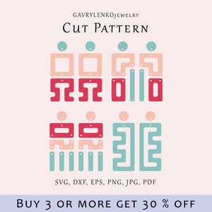 Geometrische Ohrringe SVG Datei, Rechteckige Formen Vorlage, Puzzle Cut Baumeln, Minimalist Schmuck Lazer Schliff, Holz Acryl Bogen Glowforge Datei