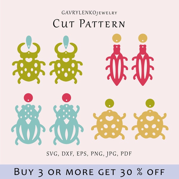 Beetle earrings SVG file, Insect dangles template, Bug earrings cut pattern, Forest acrylic lazer svg, Wood nature jewelry cut digital file