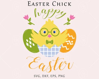 Easter baby chick SVG file, Spring digital file, Chicken svg clipart, Happy Easter eggs print file, Easter greeting card, Chick decor poster