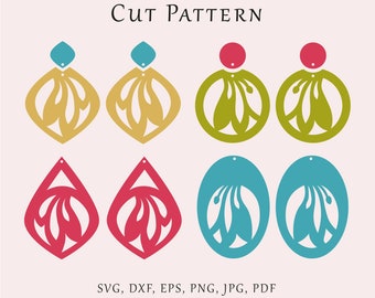 Leaf earrings SVG, Floral earrings svg, Snowdrop templates, Geometric lazer jewelry, Wood acrylic dangles pattern, Cut flowers jewelry svg