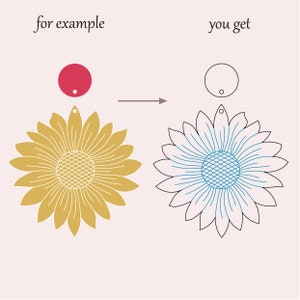 Sunflower earrings SVG, Engraving earrings template, Daisy jewelry pattern, Glowforge jewelry lazer svg, Wood acrylic sunflower templates image 3