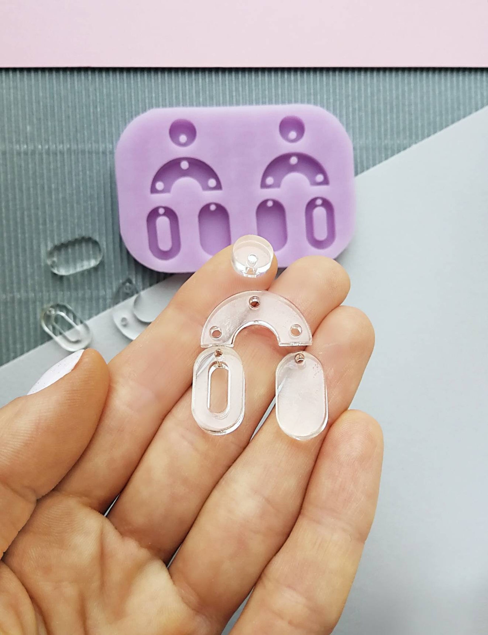 Arch earrings mold Resin clay oval form Supplies geometric Etsy