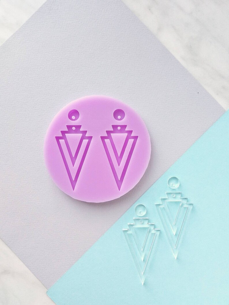 Triangle earrings shiny mold Resin clay form Geometric Etsy