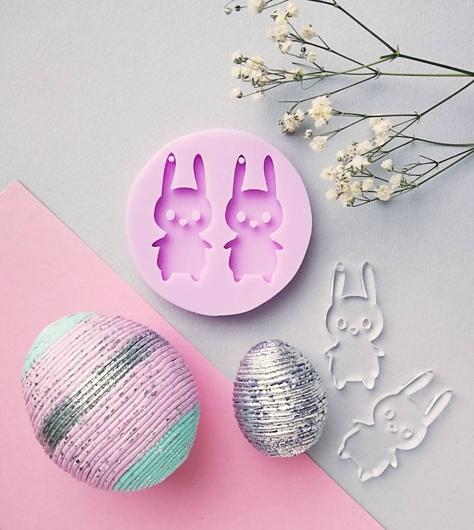 Easter bunny silicon mold Resin clay rabbit earrings mold Etsy