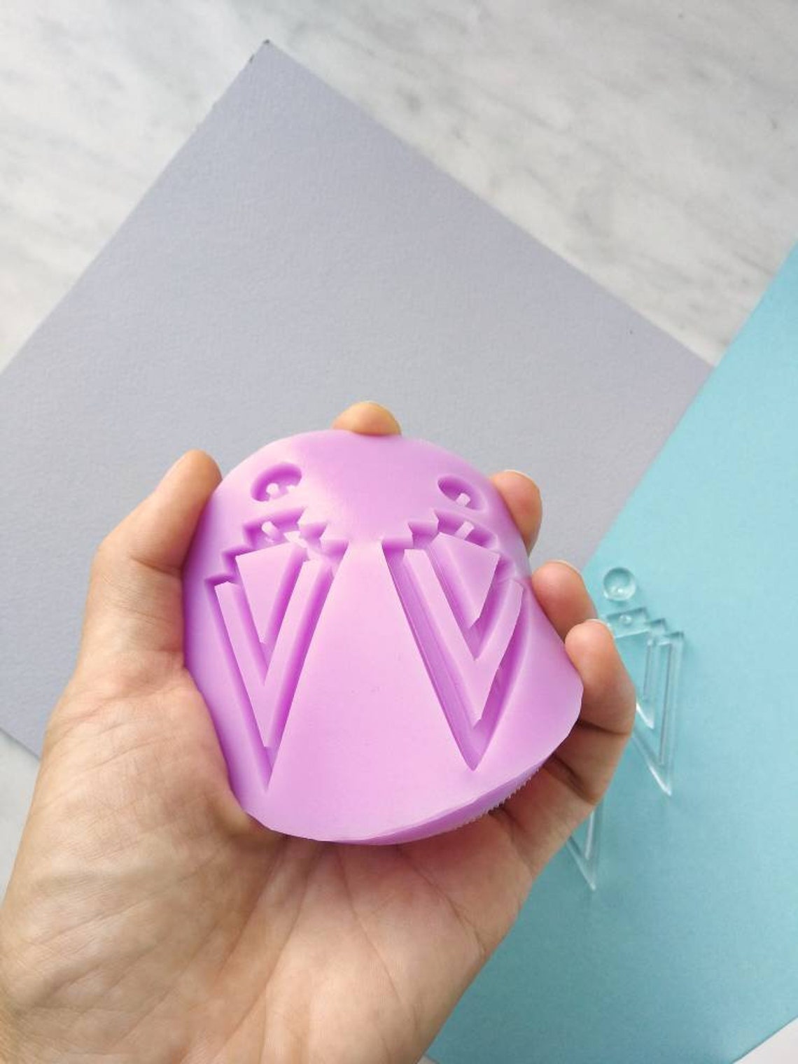 Triangle earrings shiny mold Resin clay form Geometric Etsy