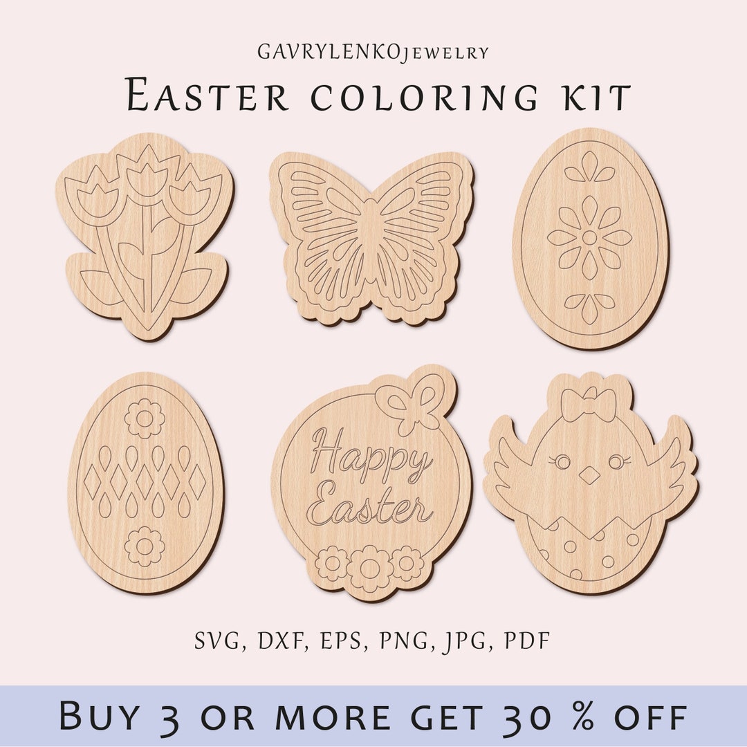 Easter Paint Kit for Kids, Easter DIY Template, Happy Easter SVG Pattern, Spring Coloring Kit