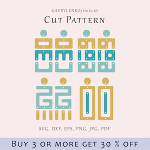 Geometrische Ohrringe SVG Datei, Rechteckige Formen Vorlage, Puzzle Cut Baumeln, Minimalist Schmuck Lazer Schliff, Holz Acryl Bogen Glowforge Datei