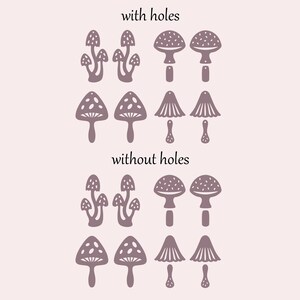 Mushroom earrings SVG file, Forest earrings template, Magic dangles cut pattern, Fly agaric acrylic lazer svg, Wood leather jewelry cut file image 3