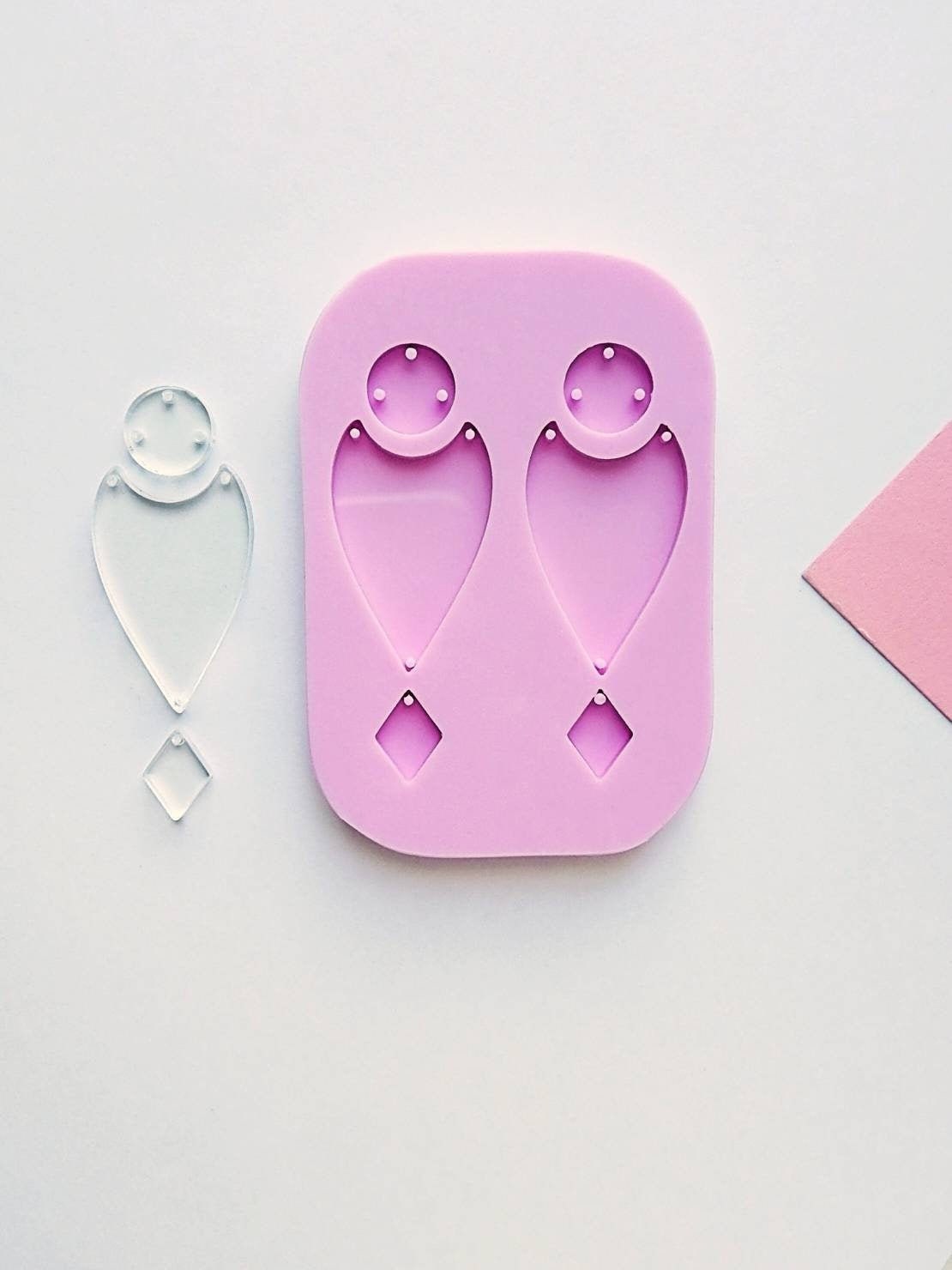 Drop earrings resin mold Geometric silicone form Circle Etsy