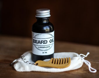 Beard Oil 1 oz Glass Bottle, Beard Comb, Beard Grooming Kit, Valentines Day Gift for Husband, Gift for Boyfriend, Free Shipping