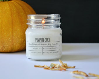 Fall Hand Poured Soy Wax Pumpkin Spice Candles with Gift Box