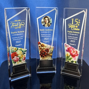 Personalized Clear Award Corporate Trophy Award Custom Engraved Elegant Crystal Award Company Anniversary Awards Ceremony, Acrylic Trophy.
