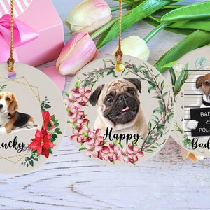 Ornement personnalisé pour animaux de compagnie, cadeau photo pour chien, ornement personnalisé pour animaux de compagnie de Noël, ornement personnalisé pour chien de Noël