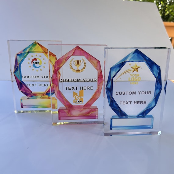 Personalized Acrylic Award Plaque  | Custom Engraved Trophy with Logo & Text | Employee Recognition Gift | Retirement Keepsake