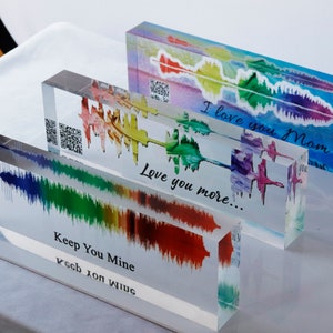 Custom song or voice message print Soundwave art print    Mom Gift from daughter or son Custom Voice Message or Song, Acrylic Block Gift