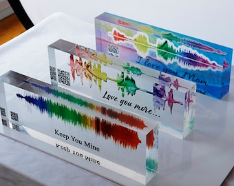 Mother Day's Gift  Soundwave Art , Art Sound Wave Gift Sound Wave, Sound Wave Print,Custom Voice Message or Song, Acrylic Block Gift