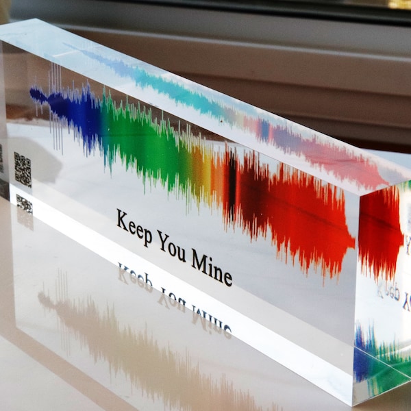 Sound gifts Sound wave art Custom sound wave 3D print Personal voice message or sound clip with photo on premium clear acrylic glass block