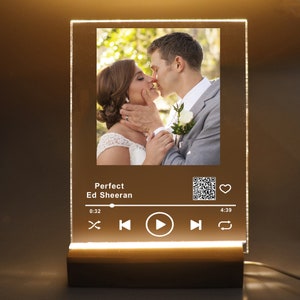 Personalized LED Music & Photo Plaque Night Light, Custom Couple Song Music Plaque Music Art Romantic Gifts, Custom Couple Picture Plaque
