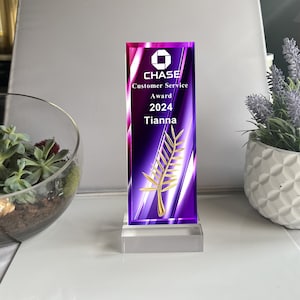 Custom Trophy, Add Logo, Employee Award, Achievement Award, Business Gift, Acrylic Trophy