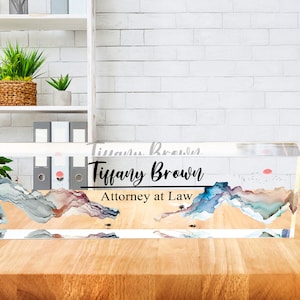 Personalized Name Plate for Desk  Nameplate Sign  Office Desk Name Plate Teacher  Gift ,Office Decor for woman for man Landscape painting