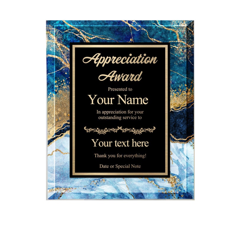 Personalized Trophy Award, Customizable Award Plaque, Custom Award Plaque 10 types of marble backgrounds, add text image 1