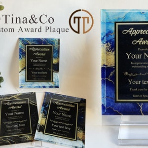 Personalized Trophy Award, Customizable Award Plaque, Custom Award Plaque 10 types of marble backgrounds, add text image 8