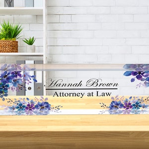 Personalized Flower Name Plate for Desk  Custom Office Decor Nameplate Sign  Office Desk Name Plate Teacher  Gift , for woman for man