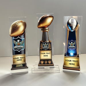 Personalized Fantasy Football Trophy   - Durable Acrylic Display Awards - Customizable Engraved Plate -   League Champion Design