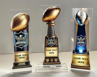 Personalized Fantasy Football Trophy   - Durable Acrylic Display Awards - Customizable Engraved Plate -   League Champion Design
