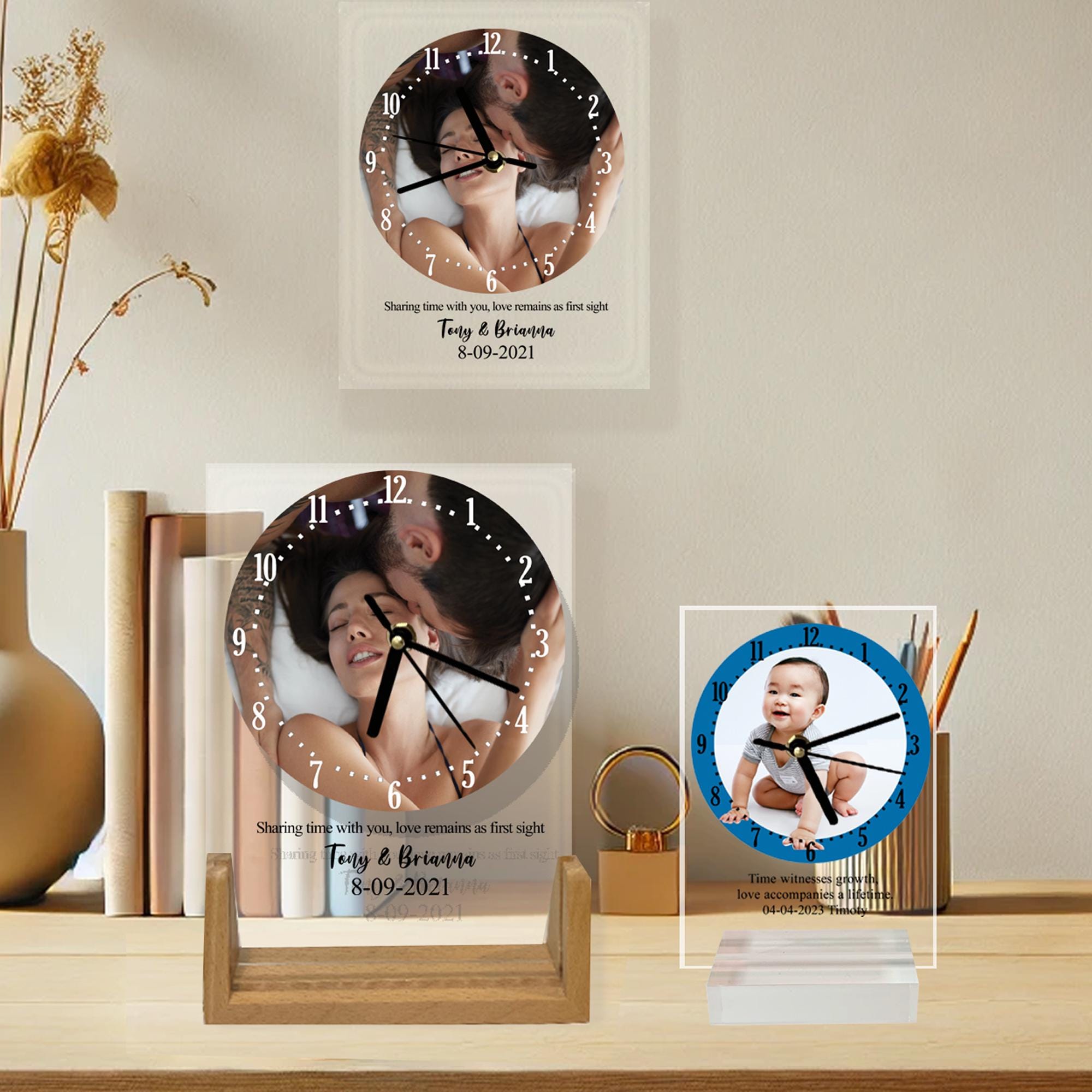 Personalized Photo Clock for Wall or Desk, Perfect Gift for Family and Love Memories with Custom Date and Photo
