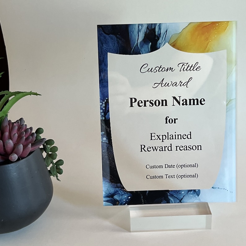 Personalized Trophy Award, Customizable Award Plaque, Custom Award ...