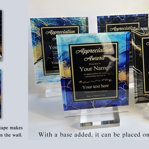 Personalized Trophy Award, Customizable Award Plaque, Custom Award Plaque 10 types of marble backgrounds, add text image 9