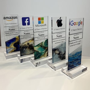 Personalized Acrylic Trophy - Custom Engraved Award for Corporate or Company Anniversary Ceremony