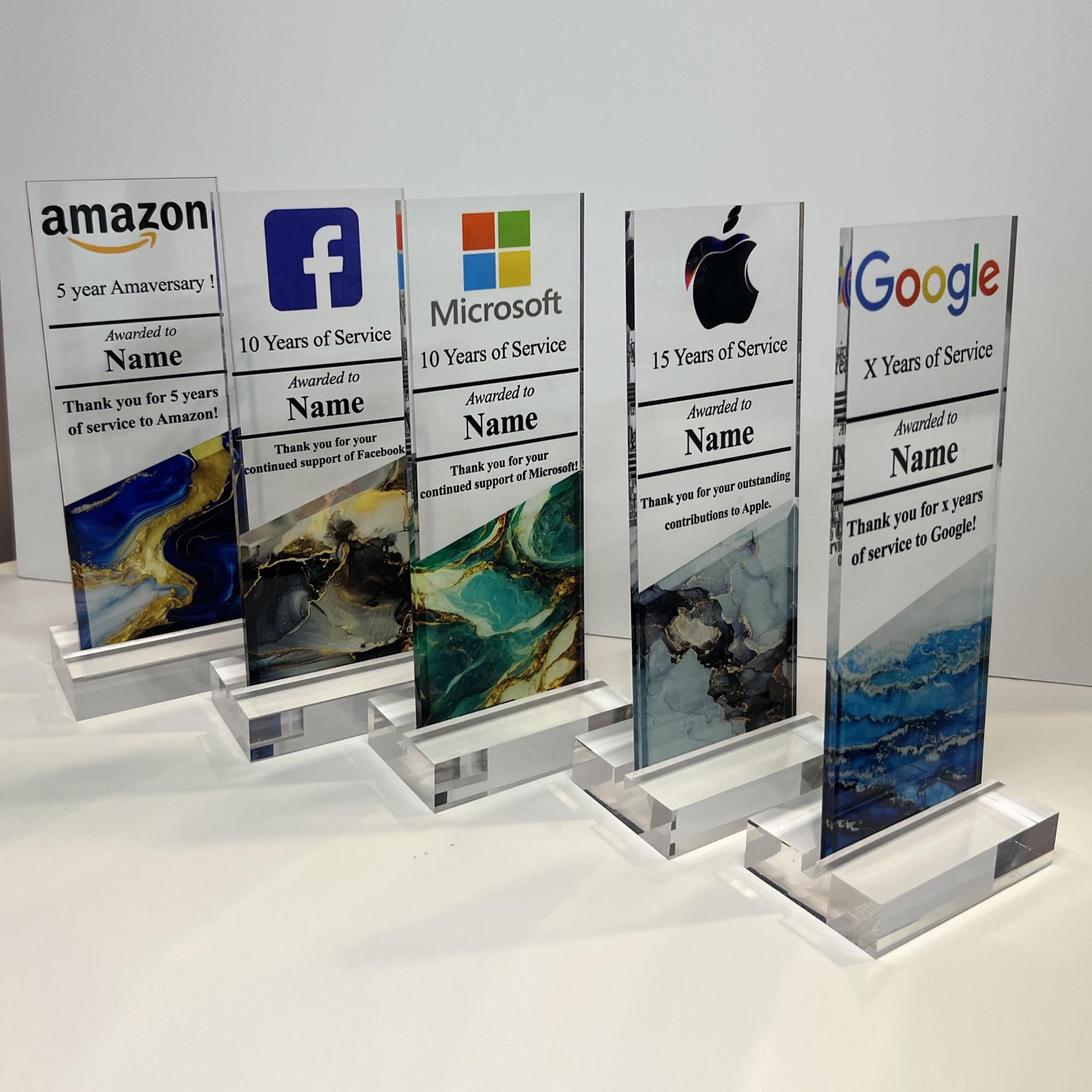 Personalized Acrylic Trophy - Custom Engraved Award for Corporate or Company Anniversary Ceremony